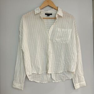 MOVING SALE - Forever 21 White thin striped button up collared blouse